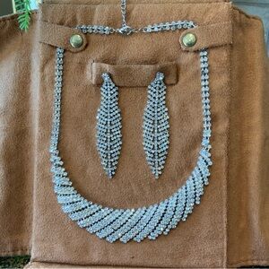 Silver Chain Necklace with Tan Pouch